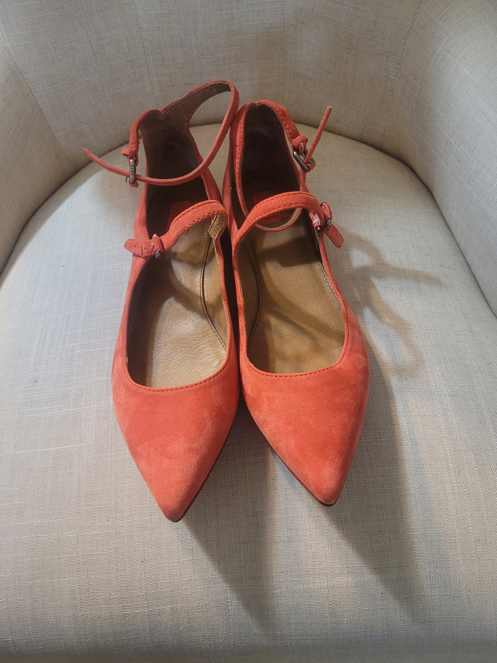 Frye Coral Suede Pointed-Toe Ankle-Strap Flats